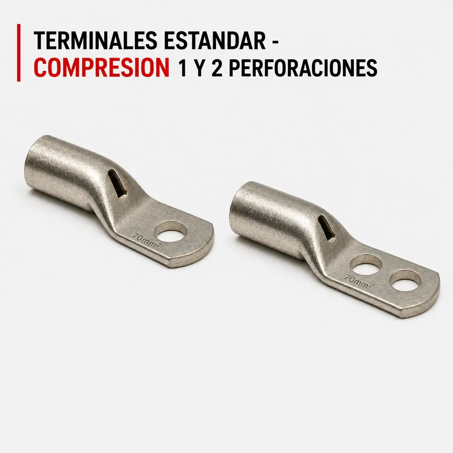 Terminal de compresión estándar, 1 y 2 perforaciones para puesta a tierra